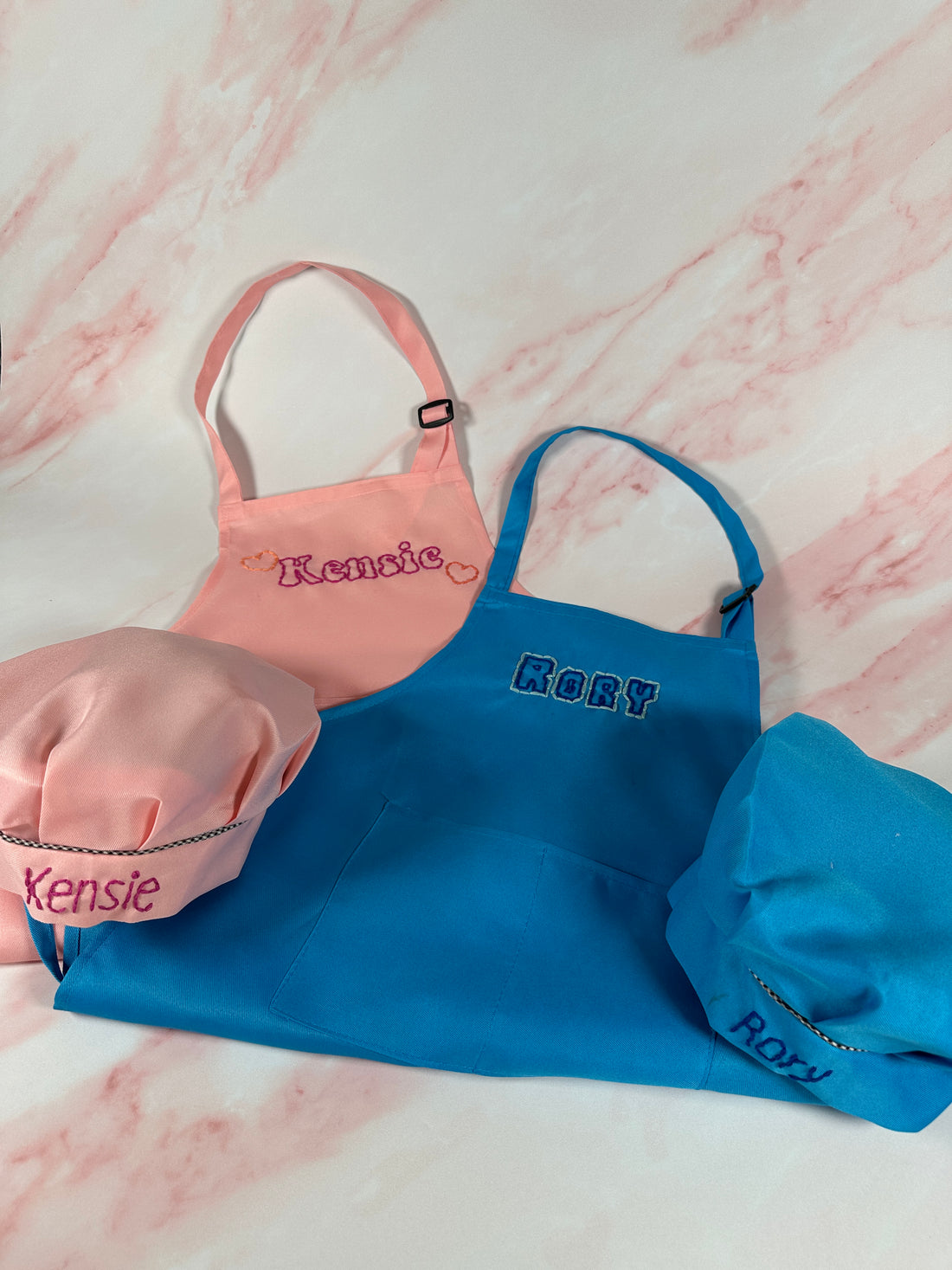 Personalized aprons + Chef hats